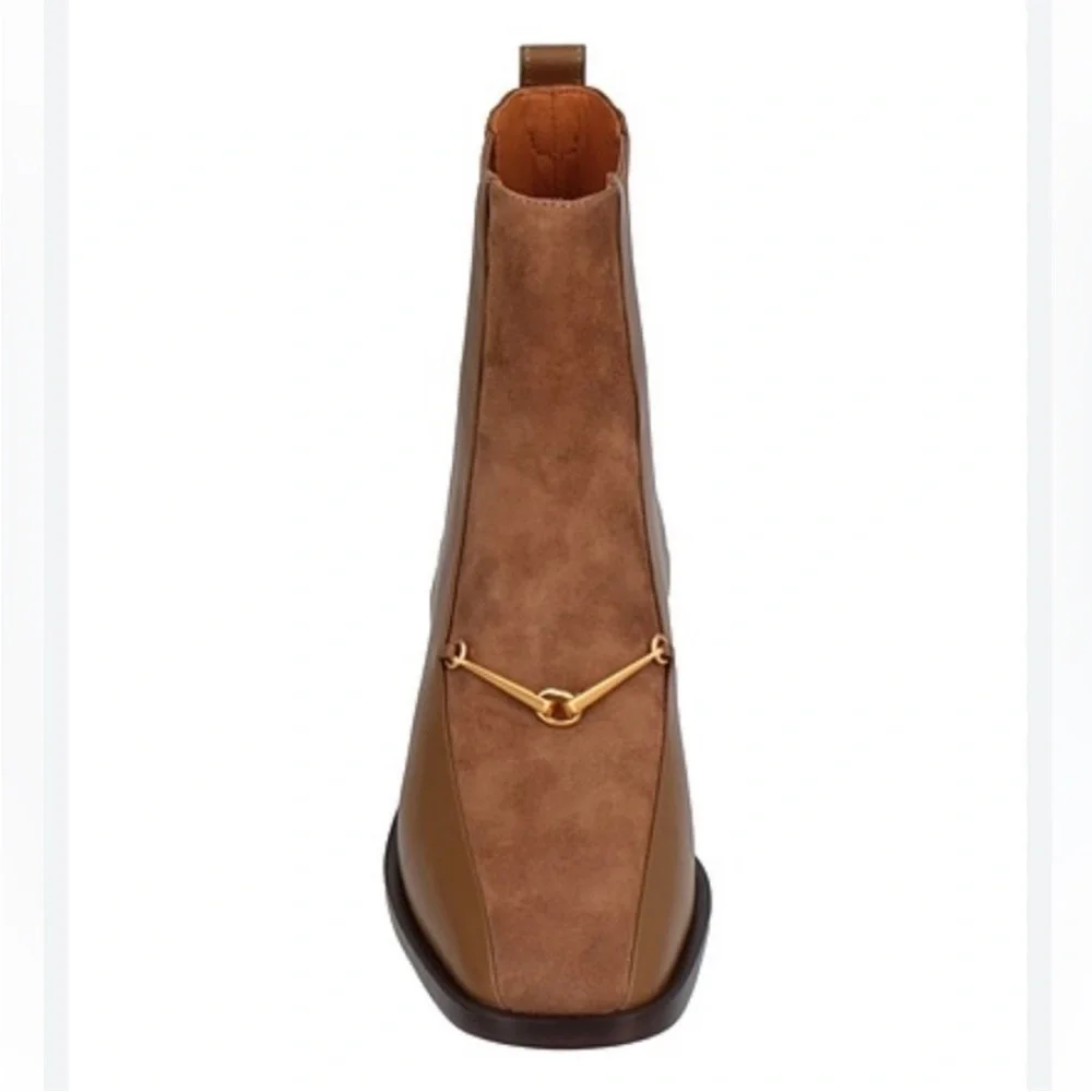 Tory Burch Chelsea Boot Equestrian Link Ankle Bootie in River Rock Suede Leather